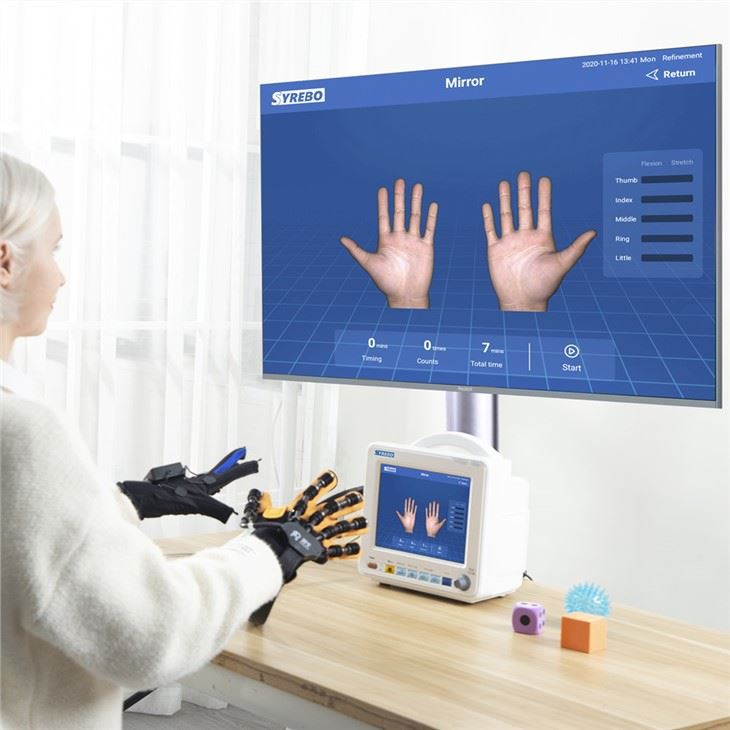 Mão de exoesqueleto para treinamento de pressão de ar