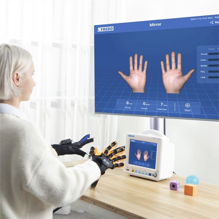 Luvas de exoesqueleto massageador de mão